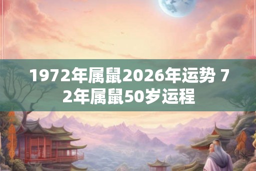 1972年属鼠2026年运势 72年属鼠50岁运程