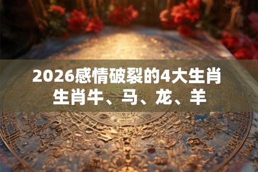 2026感情破裂的4大生肖 生肖牛、马、龙、羊