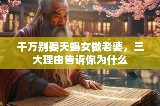 千万别娶天蝎女做老婆，三大理由告诉你为什么