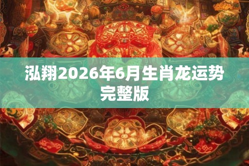 泓翔2026年6月生肖龙运势完整版