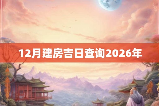 12月建房吉日查询2026年