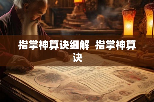指掌神算诀细解  指掌神算诀