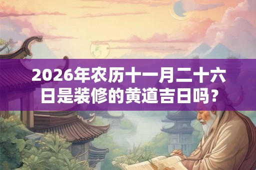 2026年农历十一月二十六日是装修的黄道吉日吗？