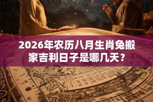 2026年农历八月生肖兔搬家吉利日子是哪几天? 2026年农历八月生肖兔搬家吉利日子是哪几天?
