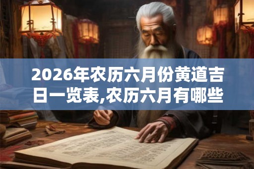 2026年农历六月份黄道吉日一览表,农历六月有哪些好日子？