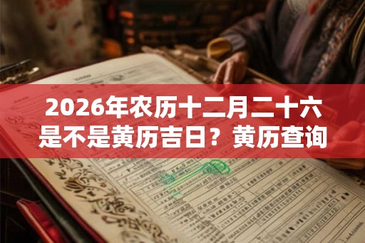 2026年农历十二月二十六是不是黄历吉日？黄历查询