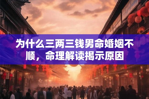 为什么三两三钱男命婚姻不顺，命理解读揭示原因