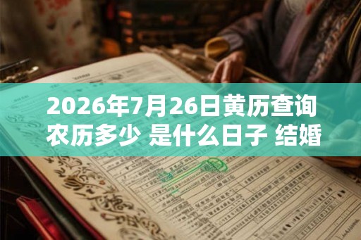 2026年7月26日黄历查询 农历多少 是什么日子 结婚吉时