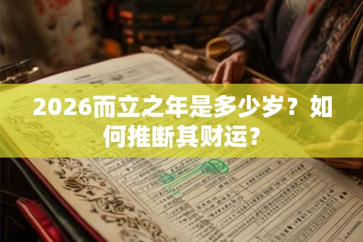 2026而立之年是多少岁？如何推断其财运？
