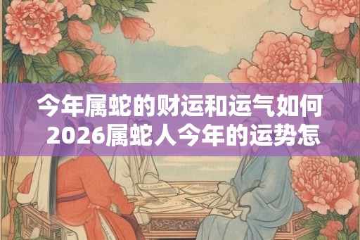 今年属蛇的财运和运气如何 2026属蛇人今年的运势怎么样