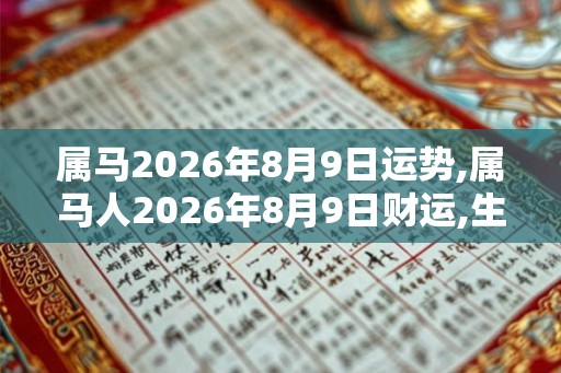 属马2026年8月9日运势,属马人2026年8月9日财运,生肖马2026年8月9日运势