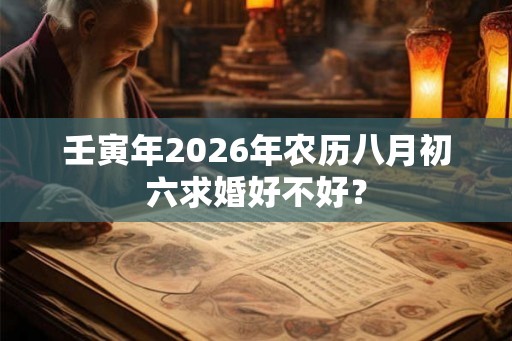 壬寅年2026年农历八月初六求婚好不好？