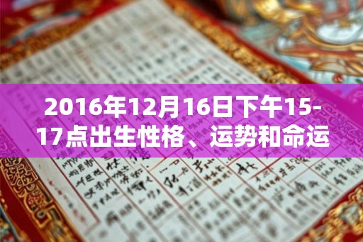 2016年12月16日下午15-17点出生性格、运势和命运 2016年12月16日下午15-17点出生性格、运势和命运