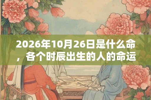 2026年10月26日是什么命，各个时辰出生的人的命运
