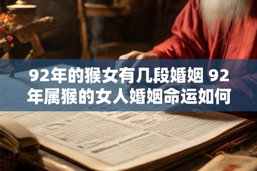 92年的猴女有几段婚姻 92年属猴的女人婚姻命运如何
