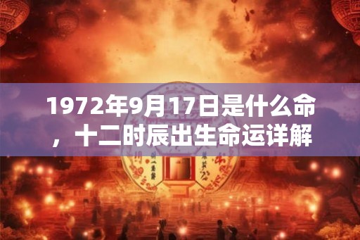 1972年9月17日是什么命，十二时辰出生命运详解