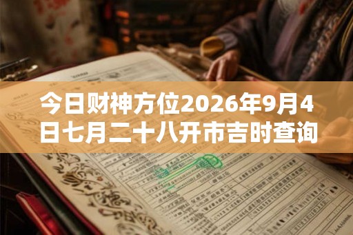 今日财神方位2026年9月4日七月二十八开市吉时查询