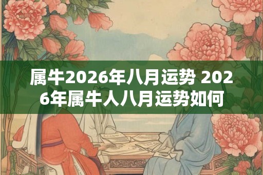 属牛2026年八月运势 2026年属牛人八月运势如何