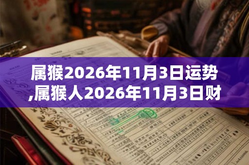 属猴2026年11月3日运势,属猴人2026年11月3日财运,生肖猴2026年11月3日运势