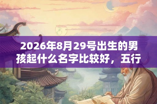 2026年8月29号出生的男孩起什么名字比较好，五行属什么