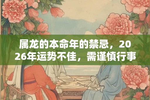 属龙的本命年的禁忌，2026年运势不佳，需谨慎行事