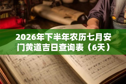 2026年下半年农历七月安门黄道吉日查询表（6天）
