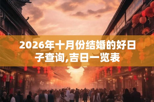 2026年十月份结婚的好日子查询,吉日一览表