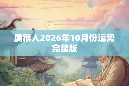 属猴人2026年10月份运势完整版