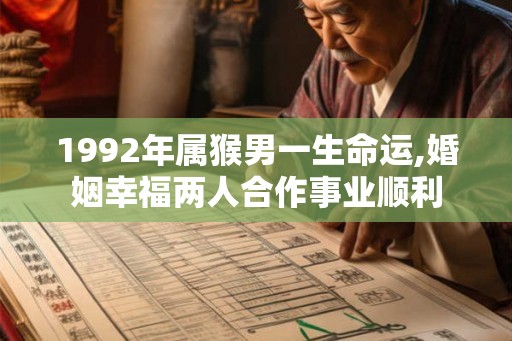1992年属猴男一生命运,婚姻幸福两人合作事业顺利