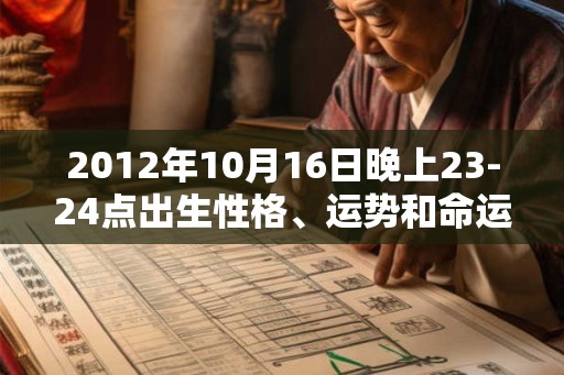 2012年10月16日晚上23-24点出生性格、运势和命运