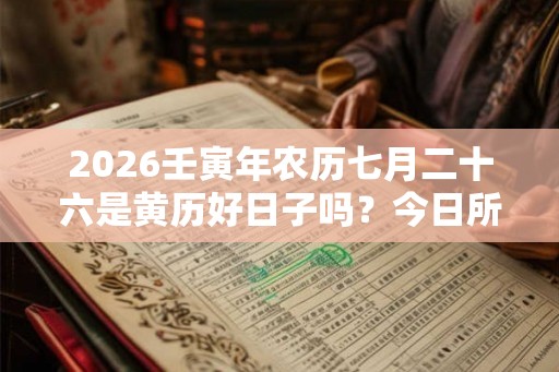 2026壬寅年农历七月二十六是黄历好日子吗？今日所宜查询