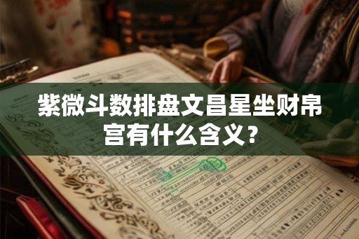 紫微斗数排盘文昌星坐财帛宫有什么含义？