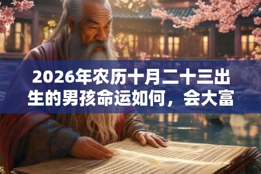 2026年农历十月二十三出生的男孩命运如何，会大富大贵吗？
