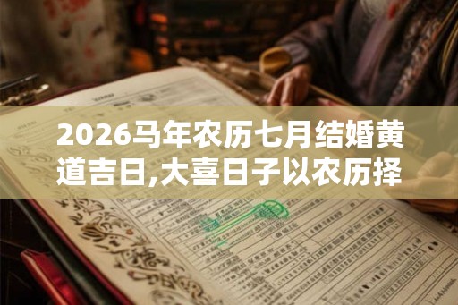 2026马年农历七月结婚黄道吉日,大喜日子以农历择吉为准