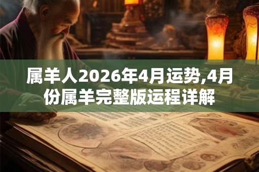 属羊人2026年4月运势,4月份属羊完整版运程详解