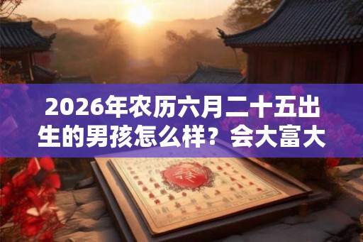 2026年农历六月二十五出生的男孩怎么样？会大富大贵吗？
