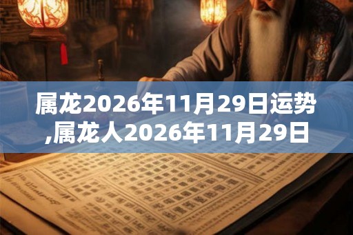 属龙2026年11月29日运势,属龙人2026年11月29日财运,生肖龙2026年11月29日运势