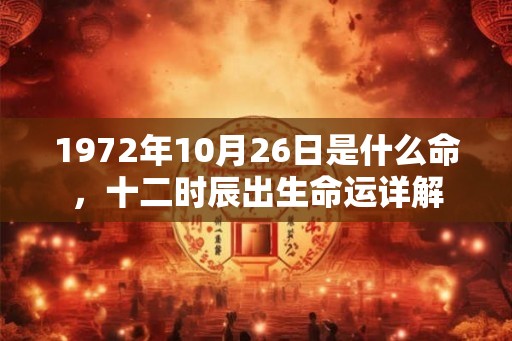 1972年10月26日是什么命，十二时辰出生命运详解