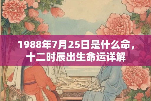 1988年7月25日是什么命，十二时辰出生命运详解