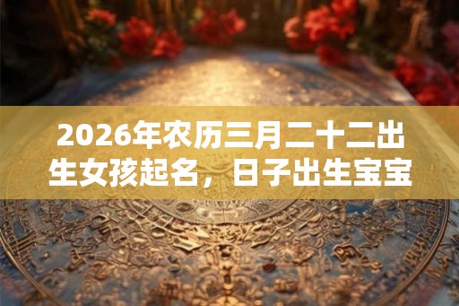 2026年农历三月二十二出生女孩起名，日子出生宝宝好不好？