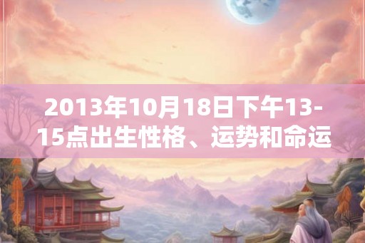 2013年10月18日下午13-15点出生性格、运势和命运 2013年10月18日下午13-15点出生性格、运势和命运