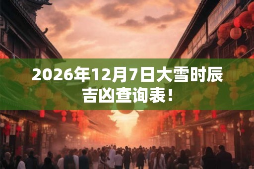2026年12月7日大雪时辰吉凶查询表！