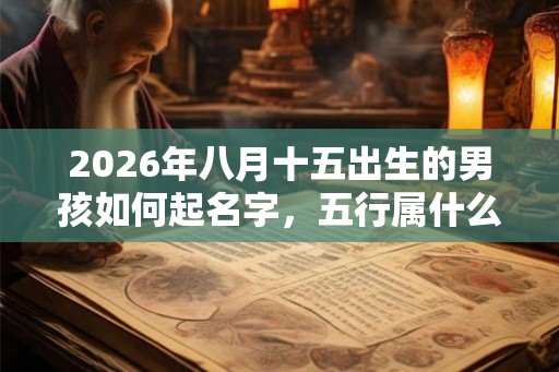 2026年八月十五出生的男孩如何起名字，五行属什么