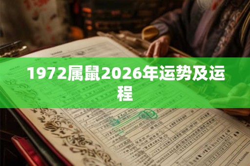 1972属鼠2026年运势及运程