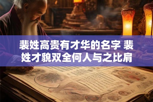 裴姓高贵有才华的名字 裴姓才貌双全何人与之比肩