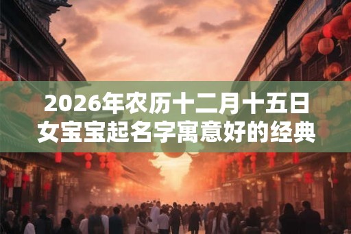2026年农历十二月十五日女宝宝起名字寓意好的经典好名字