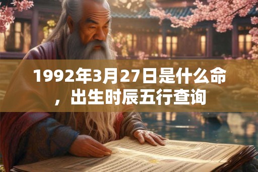 1992年3月27日是什么命，出生时辰五行查询