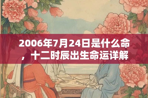 2006年7月24日是什么命，十二时辰出生命运详解