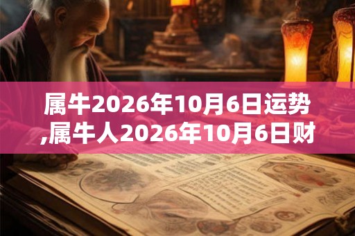 属牛2026年10月6日运势,属牛人2026年10月6日财运,生肖牛2026年10月6日运势