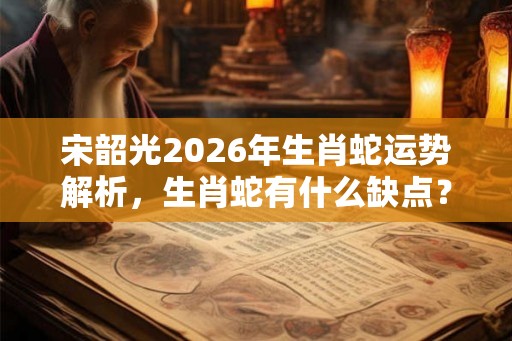 宋韶光2026年生肖蛇运势解析,生肖蛇有什么缺点? 宋韶光2026年生肖蛇运势解析,生肖蛇有什么缺点?